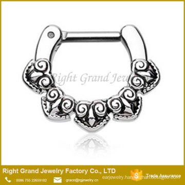 Silver Color 316L Surgical Steel Tribal Septum Ring Jewelry